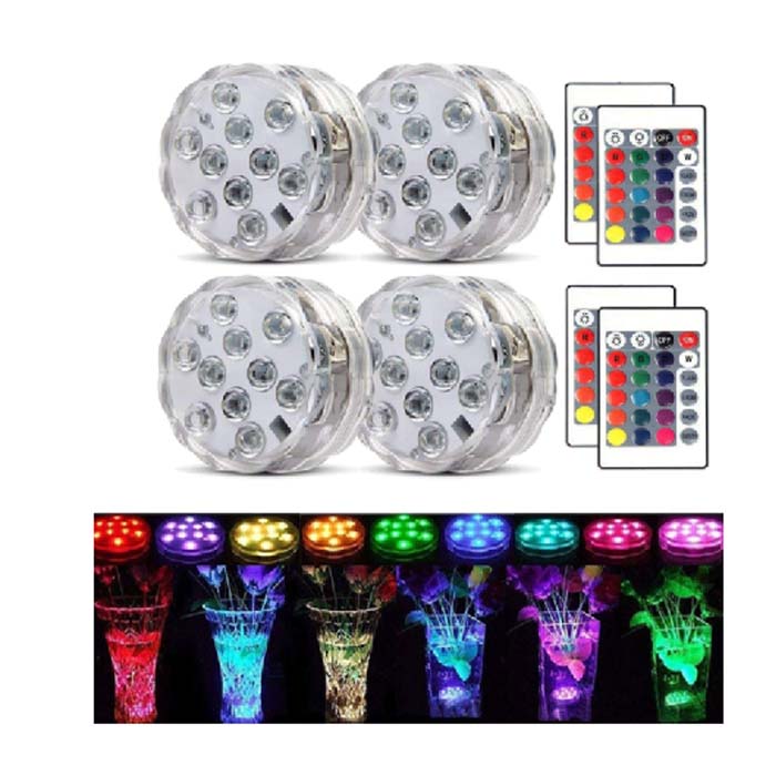 Msds Ip68 Waterproof Multi-color 24 Key Control Battery Remote Control Rgb Color Changing Led Tea Lights Submersible Led Lights