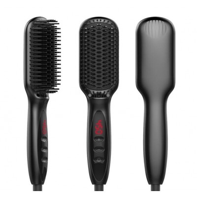 Enhanced Hair Straightener Brush 2-in-1 Ionic Straightening Brush Hair Straightener Brush  with Anti-Scald Feature