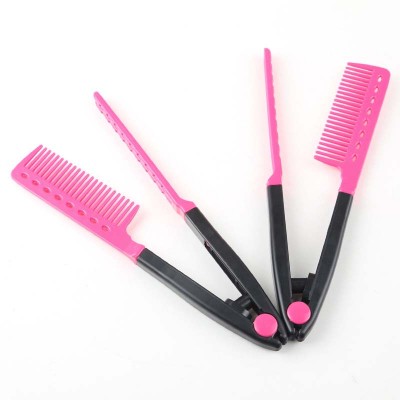 V Shape  Hair Straightener Comb  Folding DIY Salon  Styling Tool